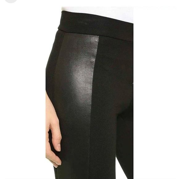 Alice + Olivia Lamb Leather Side Panel Black Leggings, Size 8 - Picture 3 of 9